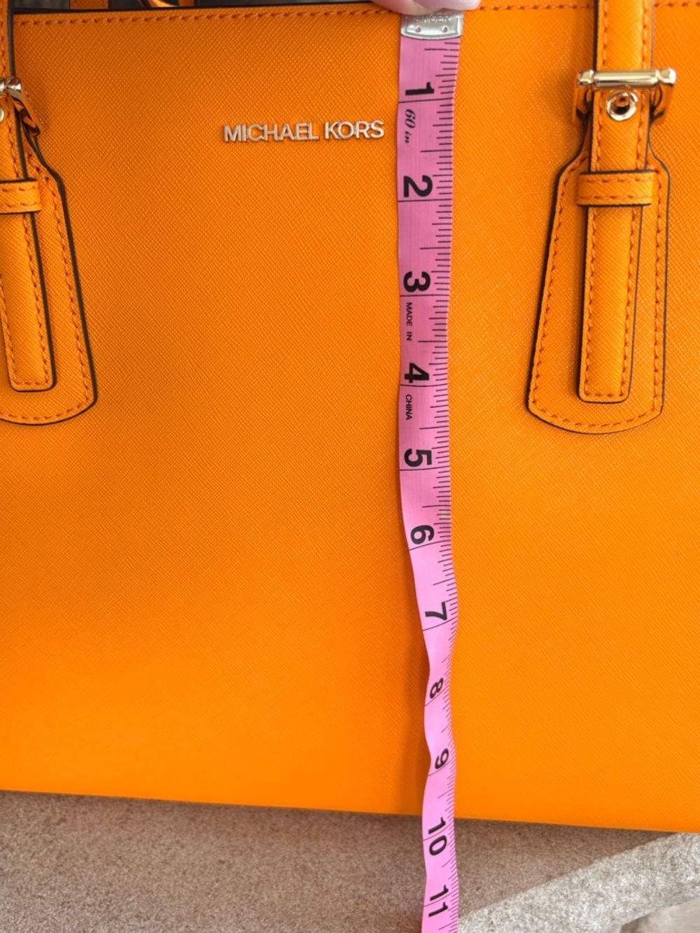 Michael Kors Bright Yellow-Orange Voyager Leather Tote - Picture 7 of 8